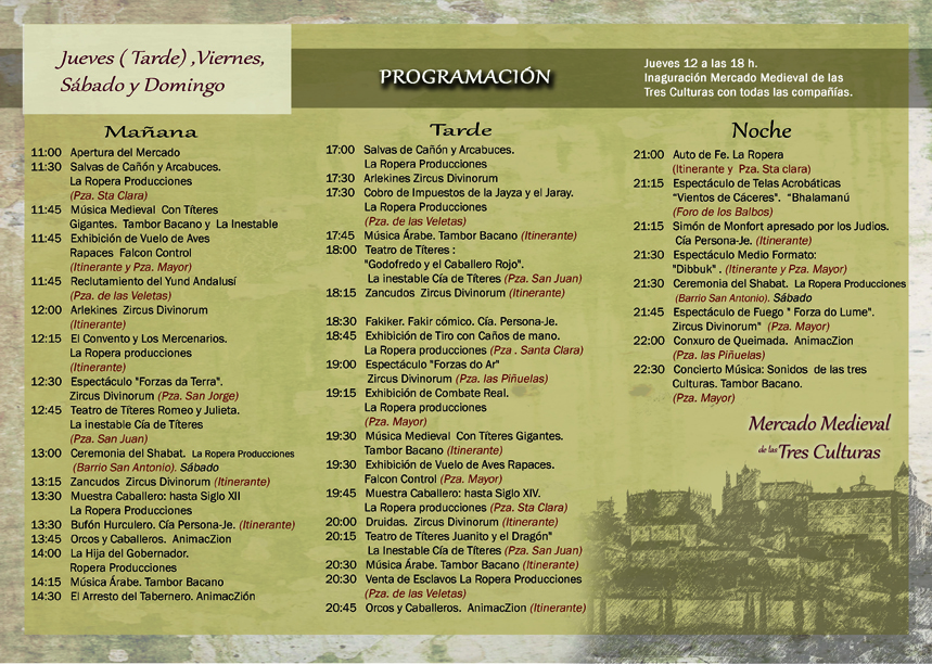Triptico Mercado Medieval de las Tres Culturas de Cáceres 2015